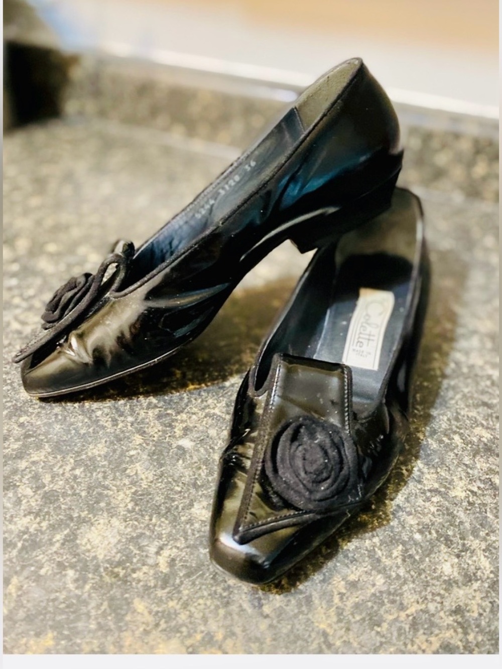 COLETTE Italian Made Black Patten Heel Loafers Shoes Size  6
